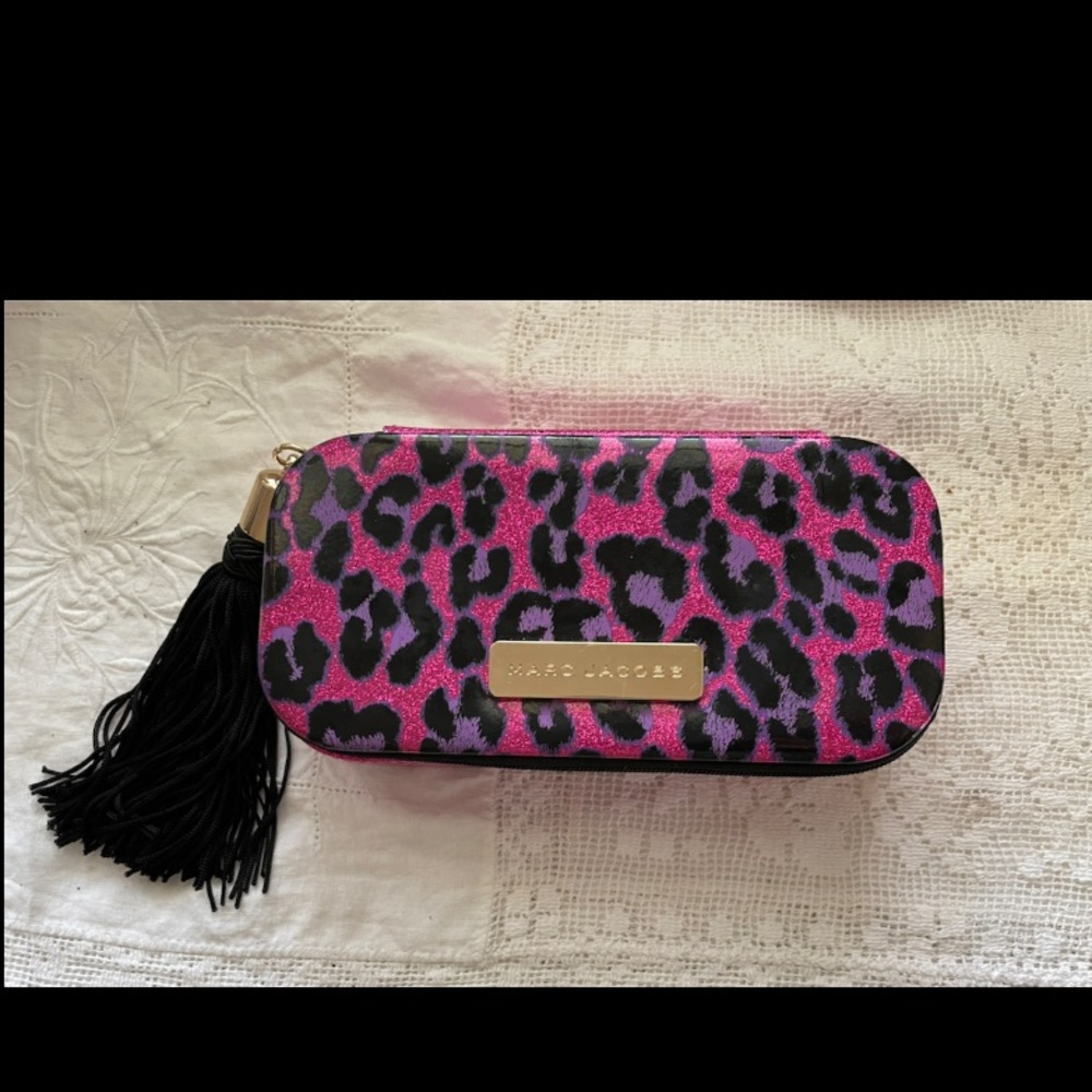 Metallic Leopard Print Makeup Bag